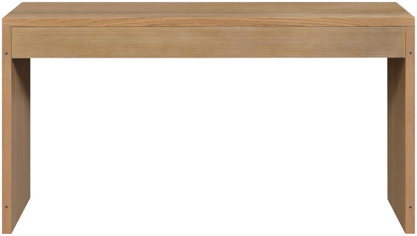 Meridian Furniture Avro Art Deco Oak Veneer Writing Desk with Woven Cane Accents for Home Office 77051Natural-T