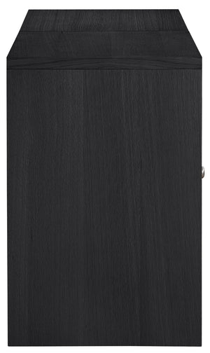 Meridian Furniture Vero Art Deco Oak Veneer Buffet with Cane Panels Modular Sideboard for Dining Room Black 2pc (63" W) 77052Black-T-2PC