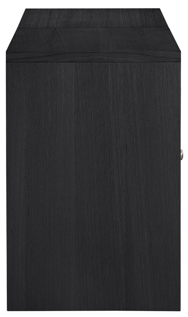 Meridian Furniture Vero Art Deco Oak Veneer Buffet with Cane Panels Modular Sideboard for Dining Room Black 2pc (63" W) 77052Black-T-2PC