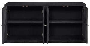 Meridian Furniture Vero Art Deco Oak Veneer Buffet with Cane Panels Modular Sideboard for Dining Room Black 2pc (63" W) 77052Black-T-2PC