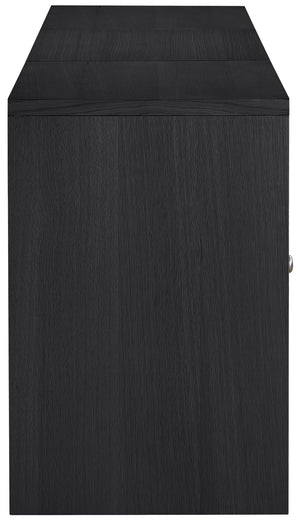 Meridian Furniture Vero Art Deco Oak Veneer Buffet with Cane Panels Modular Sideboard for Dining Room Black 3pc (94.5" W) 77052Black-T-3PC