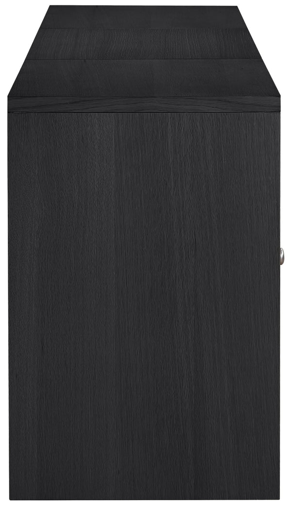 Meridian Furniture Vero Art Deco Oak Veneer Buffet with Cane Panels Modular Sideboard for Dining Room Black 3pc (94.5" W) 77052Black-T-3PC