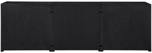 Meridian Furniture Vero Art Deco Oak Veneer Buffet with Cane Panels Modular Sideboard for Dining Room Black 3pc (94.5" W) 77052Black-T-3PC