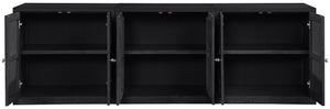 Meridian Furniture Vero Art Deco Oak Veneer Buffet with Cane Panels Modular Sideboard for Dining Room Black 3pc (94.5" W) 77052Black-T-3PC