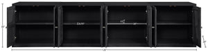Meridian Furniture Vero Art Deco Oak Veneer Buffet with Cane Panels Modular Sideboard for Dining Room Black 4pc (126" W) 77052Black-T-4PC