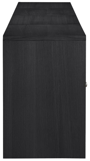 Meridian Furniture Vero Art Deco Oak Veneer Buffet with Cane Panels Modular Sideboard for Dining Room Black 4pc (126" W) 77052Black-T-4PC