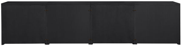 Meridian Furniture Vero Art Deco Oak Veneer Buffet with Cane Panels Modular Sideboard for Dining Room Black 4pc (126" W) 77052Black-T-4PC