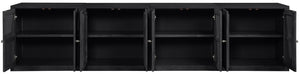 Meridian Furniture Vero Art Deco Oak Veneer Buffet with Cane Panels Modular Sideboard for Dining Room Black 4pc (126" W) 77052Black-T-4PC