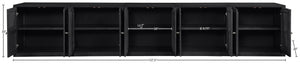 Meridian Furniture Vero Art Deco Oak Veneer Buffet with Cane Panels Modular Sideboard for Dining Room Black 5pc (157.5" W) 77052Black-T-5PC