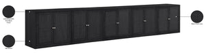 Meridian Furniture Vero Art Deco Oak Veneer Buffet with Cane Panels Modular Sideboard for Dining Room Black 5pc (157.5" W) 77052Black-T-5PC