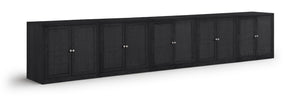 Meridian Furniture Vero Art Deco Oak Veneer Buffet with Cane Panels Modular Sideboard for Dining Room Black 5pc (157.5" W) 77052Black-T-5PC