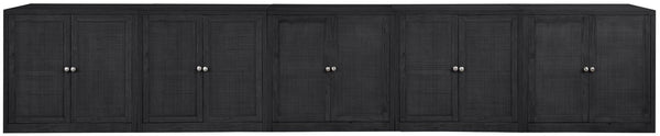 Meridian Furniture Vero Art Deco Oak Veneer Buffet with Cane Panels Modular Sideboard for Dining Room Black 5pc (157.5" W) 77052Black-T-5PC