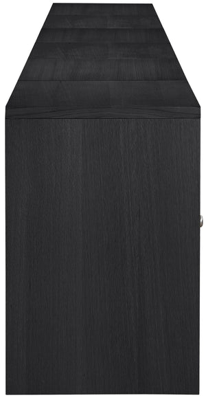Meridian Furniture Vero Art Deco Oak Veneer Buffet with Cane Panels Modular Sideboard for Dining Room Black 5pc (157.5" W) 77052Black-T-5PC