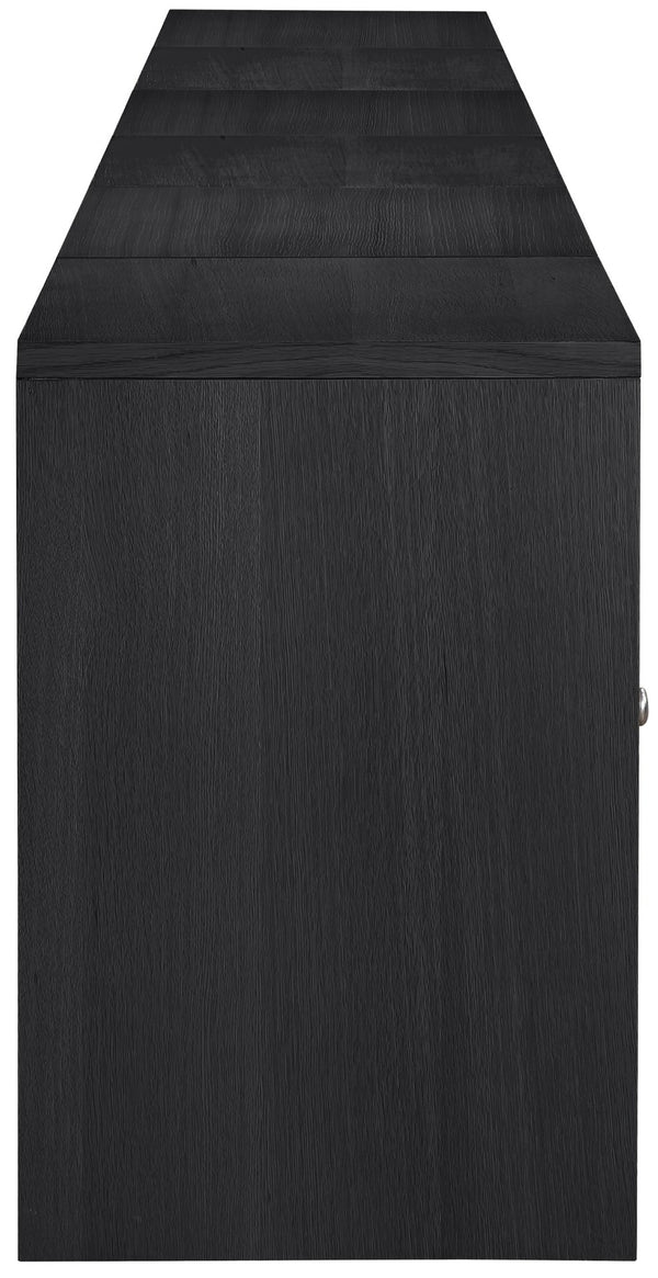 Meridian Furniture Vero Art Deco Oak Veneer Buffet with Cane Panels Modular Sideboard for Dining Room Black 5pc (157.5" W) 77052Black-T-5PC