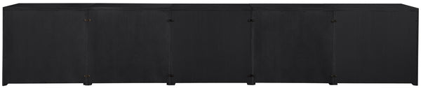 Meridian Furniture Vero Art Deco Oak Veneer Buffet with Cane Panels Modular Sideboard for Dining Room Black 5pc (157.5" W) 77052Black-T-5PC