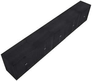Meridian Furniture Vero Art Deco Oak Veneer Buffet with Cane Panels Modular Sideboard for Dining Room Black 5pc (157.5" W) 77052Black-T-5PC
