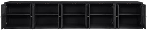 Meridian Furniture Vero Art Deco Oak Veneer Buffet with Cane Panels Modular Sideboard for Dining Room Black 5pc (157.5" W) 77052Black-T-5PC