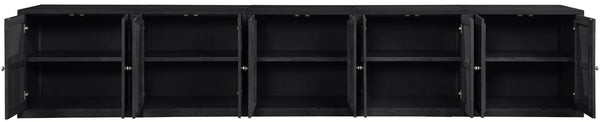 Meridian Furniture Vero Art Deco Oak Veneer Buffet with Cane Panels Modular Sideboard for Dining Room Black 5pc (157.5" W) 77052Black-T-5PC