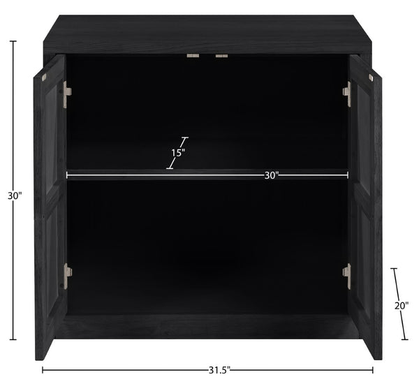 Meridian Furniture Vero Art Deco Oak Veneer Buffet with Cane Panels Modular Sideboard for Dining Room Black 1pc (31.5" W) 77052Black-T
