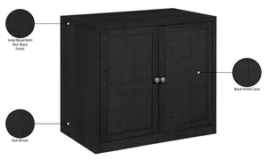 Meridian Furniture Vero Art Deco Oak Veneer Buffet with Cane Panels Modular Sideboard for Dining Room Black 1pc (31.5" W) 77052Black-T