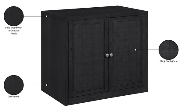 Meridian Furniture Vero Art Deco Oak Veneer Buffet with Cane Panels Modular Sideboard for Dining Room Black 1pc (31.5" W) 77052Black-T