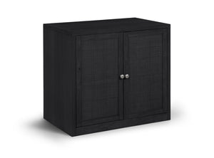 Meridian Furniture Vero Art Deco Oak Veneer Buffet with Cane Panels Modular Sideboard for Dining Room Black 1pc (31.5" W) 77052Black-T