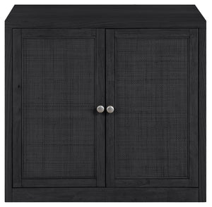 Meridian Furniture Vero Art Deco Oak Veneer Buffet with Cane Panels Modular Sideboard for Dining Room Black 1pc (31.5" W) 77052Black-T