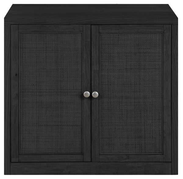 Meridian Furniture Vero Art Deco Oak Veneer Buffet with Cane Panels Modular Sideboard for Dining Room Black 1pc (31.5" W) 77052Black-T