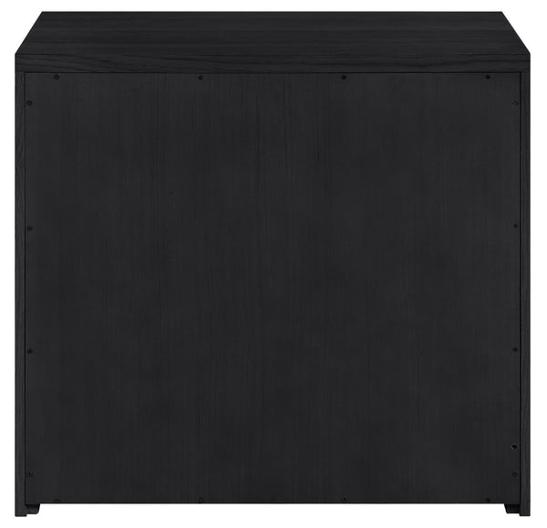 Meridian Furniture Vero Art Deco Oak Veneer Buffet with Cane Panels Modular Sideboard for Dining Room Black 1pc (31.5" W) 77052Black-T