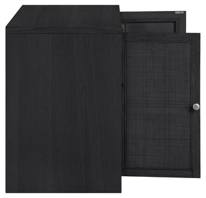 Meridian Furniture Vero Art Deco Oak Veneer Buffet with Cane Panels Modular Sideboard for Dining Room Black 1pc (31.5" W) 77052Black-T