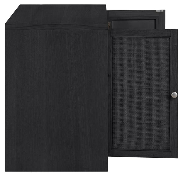 Meridian Furniture Vero Art Deco Oak Veneer Buffet with Cane Panels Modular Sideboard for Dining Room Black 1pc (31.5" W) 77052Black-T