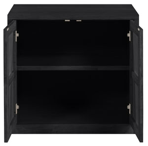 Meridian Furniture Vero Art Deco Oak Veneer Buffet with Cane Panels Modular Sideboard for Dining Room Black 1pc (31.5" W) 77052Black-T