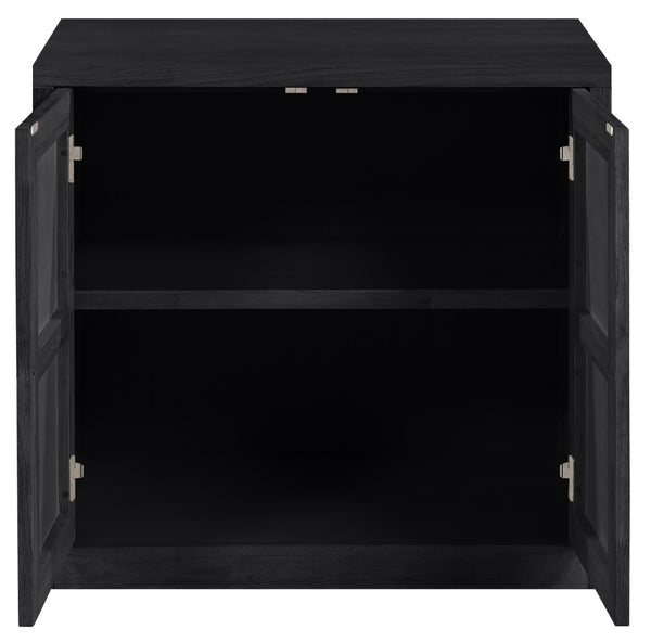 Meridian Furniture Vero Art Deco Oak Veneer Buffet with Cane Panels Modular Sideboard for Dining Room Black 1pc (31.5" W) 77052Black-T