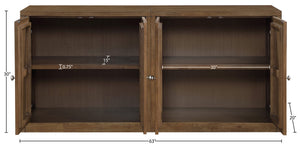 Meridian Furniture Vero Art Deco Oak Veneer Buffet with Cane Panels Modular Sideboard for Dining Room Brown 2pc (63" W) 77052Brown-T-2PC