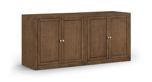 Meridian Furniture Vero Art Deco Oak Veneer Buffet with Cane Panels Modular Sideboard for Dining Room Brown 2pc (63" W) 77052Brown-T-2PC
