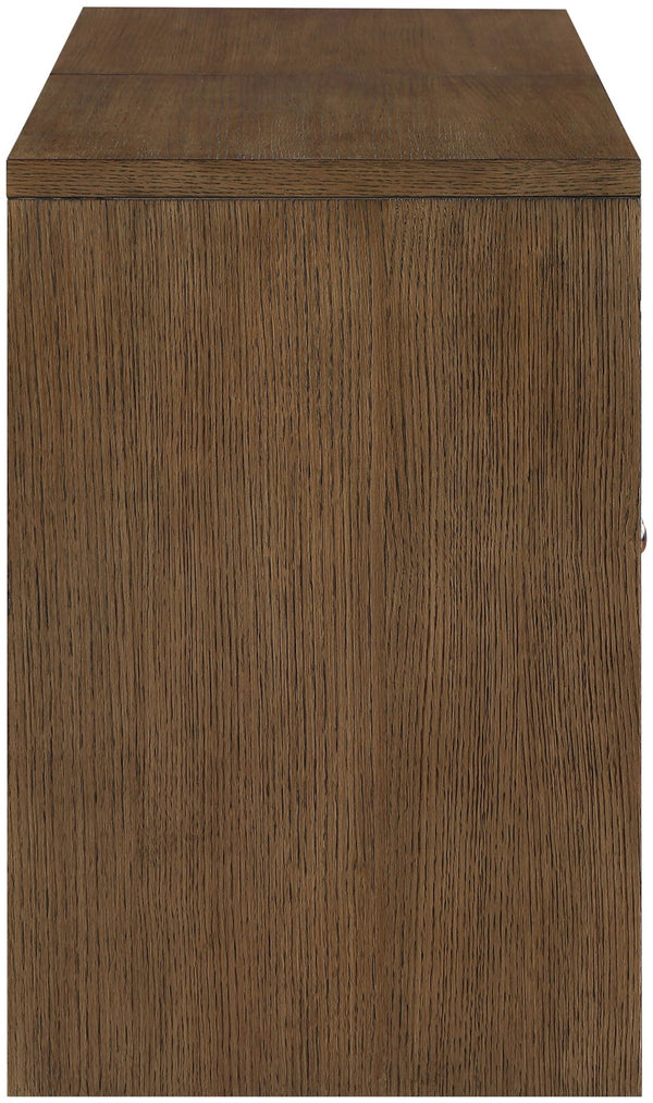 Meridian Furniture Vero Art Deco Oak Veneer Buffet with Cane Panels Modular Sideboard for Dining Room Brown 2pc (63" W) 77052Brown-T-2PC