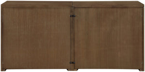 Meridian Furniture Vero Art Deco Oak Veneer Buffet with Cane Panels Modular Sideboard for Dining Room Brown 2pc (63" W) 77052Brown-T-2PC