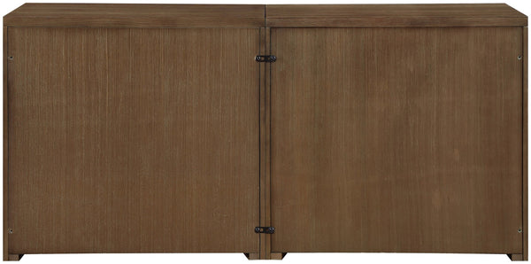 Meridian Furniture Vero Art Deco Oak Veneer Buffet with Cane Panels Modular Sideboard for Dining Room Brown 2pc (63" W) 77052Brown-T-2PC