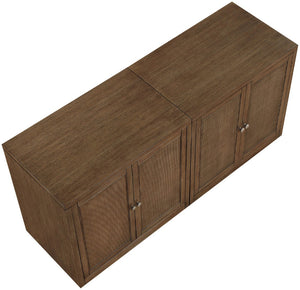 Meridian Furniture Vero Art Deco Oak Veneer Buffet with Cane Panels Modular Sideboard for Dining Room Brown 2pc (63" W) 77052Brown-T-2PC