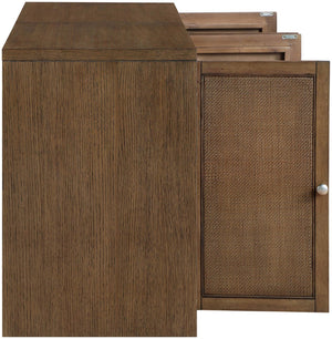 Meridian Furniture Vero Art Deco Oak Veneer Buffet with Cane Panels Modular Sideboard for Dining Room Brown 2pc (63" W) 77052Brown-T-2PC