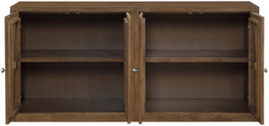 Meridian Furniture Vero Art Deco Oak Veneer Buffet with Cane Panels Modular Sideboard for Dining Room Brown 2pc (63" W) 77052Brown-T-2PC