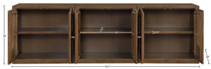 Meridian Furniture Vero Art Deco Oak Veneer Buffet with Cane Panels Modular Sideboard for Dining Room Brown 3pc (94.5" W) 77052Brown-T-3PC