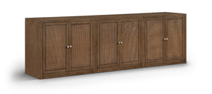 Meridian Furniture Vero Art Deco Oak Veneer Buffet with Cane Panels Modular Sideboard for Dining Room Brown 3pc (94.5" W) 77052Brown-T-3PC