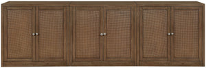 Meridian Furniture Vero Art Deco Oak Veneer Buffet with Cane Panels Modular Sideboard for Dining Room Brown 3pc (94.5" W) 77052Brown-T-3PC