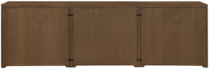 Meridian Furniture Vero Art Deco Oak Veneer Buffet with Cane Panels Modular Sideboard for Dining Room Brown 3pc (94.5" W) 77052Brown-T-3PC