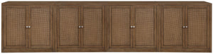 Meridian Furniture Vero Art Deco Oak Veneer Buffet with Cane Panels Modular Sideboard for Dining Room Brown 4pc (126" W) 77052Brown-T-4PC