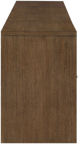 Meridian Furniture Vero Art Deco Oak Veneer Buffet with Cane Panels Modular Sideboard for Dining Room Brown 4pc (126" W) 77052Brown-T-4PC