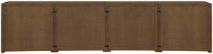 Meridian Furniture Vero Art Deco Oak Veneer Buffet with Cane Panels Modular Sideboard for Dining Room Brown 4pc (126" W) 77052Brown-T-4PC