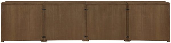 Meridian Furniture Vero Art Deco Oak Veneer Buffet with Cane Panels Modular Sideboard for Dining Room Brown 4pc (126" W) 77052Brown-T-4PC