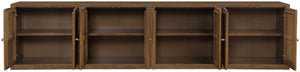 Meridian Furniture Vero Art Deco Oak Veneer Buffet with Cane Panels Modular Sideboard for Dining Room Brown 4pc (126" W) 77052Brown-T-4PC